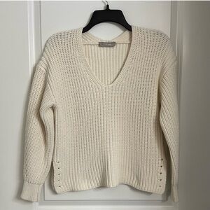 Everlane Boxy Cotton Blend Sweater in Cream Size Small